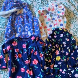 Four 9 month Carter’s fleece jumpsuits.